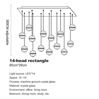 Modern Spiral Crystal Ball Staircase Pendant Chandelier
