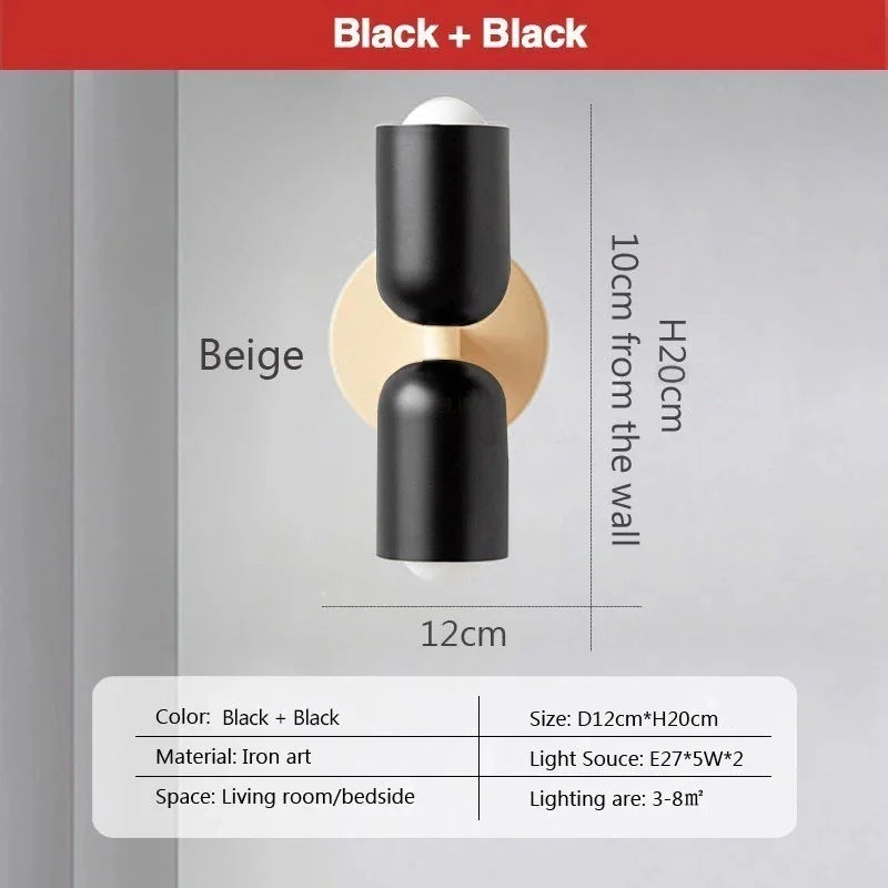 Apliques de pared LED de doble cabezal color crema DecorBites™ para decoración de interiores en sala de estar y dormitorio