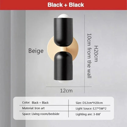 Apliques de pared LED de doble cabezal color crema DecorBites™ para decoración de interiores en sala de estar y dormitorio