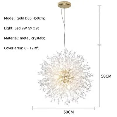 DecorBites™ Dandelion Gold/Chrome Chandelier with Crystals, G9 Pendant Lights for Elegant Lighting