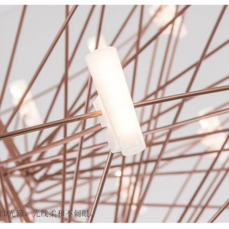 Lámpara de araña redonda LED de lujo DecorBites™ con alambre de hierro para sala de estar y comedor