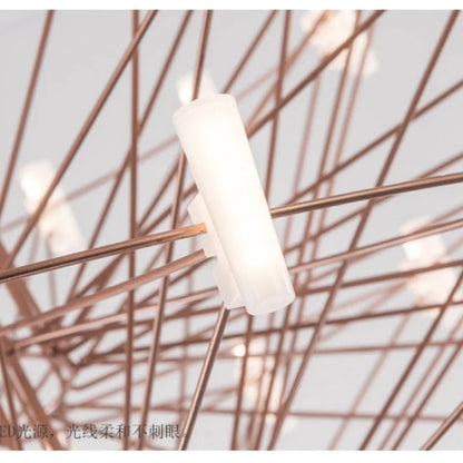 Lámpara de araña redonda LED de lujo DecorBites™ con alambre de hierro para sala de estar y comedor