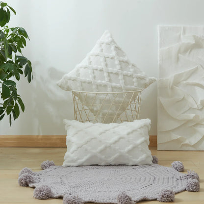 DecorBites™ Diamond Solid Embroidery Cushion Cover for Modern Home Decor