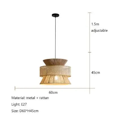 DecorBites™ Handmade Hemp Rope Chandelier Pendant Light for Restaurant and Cafe