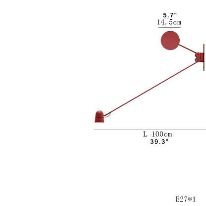 ديكوربايتس™ - مصباح حائط LED قابل للتعديل بذراع متأرجح باللونين الأحمر والأسود - إضاءة عصرية