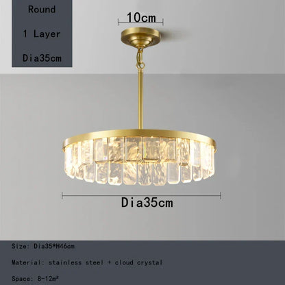 DecorBites™ Cloud Mist Crystal Chandelier for Home Hotel Stainless Steel Pendant Lamp