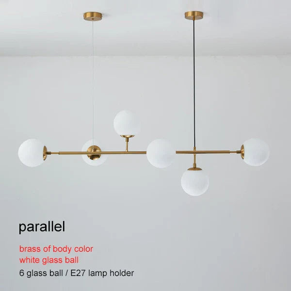 DecorBites™ Brass Glass Ball Chandelier for Modern Living Room Dining Decor