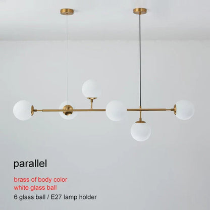 DecorBites™ Brass Glass Ball Chandelier for Modern Living Room Dining Decor