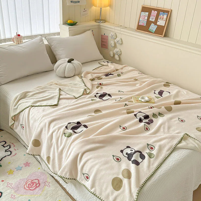 Manta de terciopelo color leche DecorBites™: Diseño bonito, cálida, multifuncional, ideal para el sofá y para viajes.