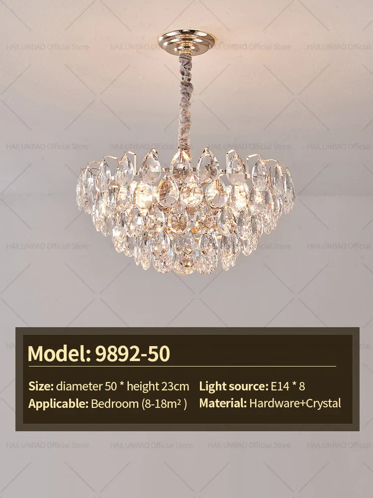 DecorBites™ Crystal Chandelier Ceiling Light for Living Room Bedroom Dining Room