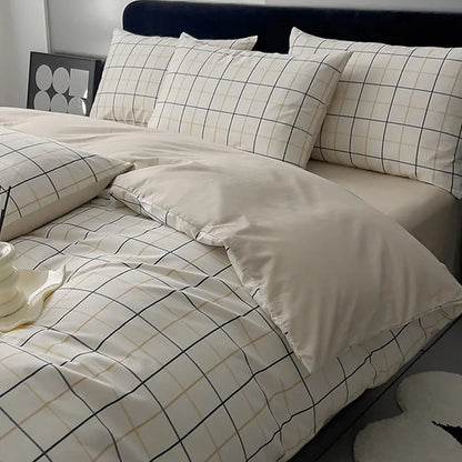 طقم سرير DecorBites™ مطبوع هندسيًا من القطن بنسبة 100% - سرير فردي بمقاس كوين