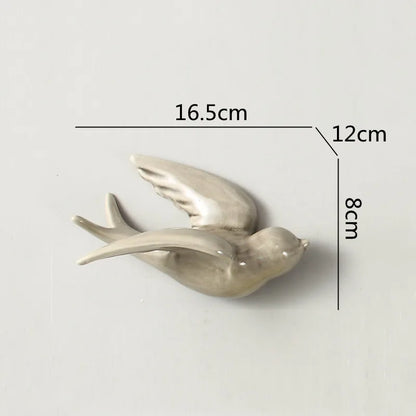 DecorBites™ Flying Bird Ceramic Wall Ornament Simulation Room Decoration Indoor Accent