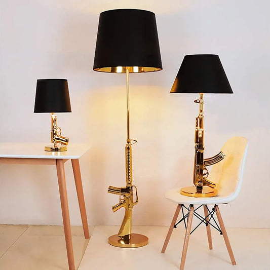 DecorBites™ Gun Floor Lamp Electroplated Metal Table Desk Light