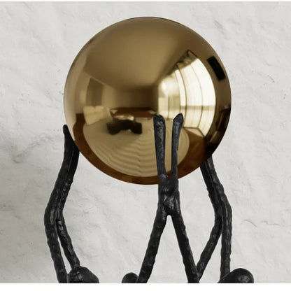 DecorBites™ Human Figure Sculpture Golden Ball Holder Metal Figurine Home Decor