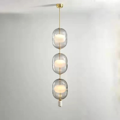 DecorBites™ Clear Gray Amber Glass Pendant Light with Marble Gold Metal Finish