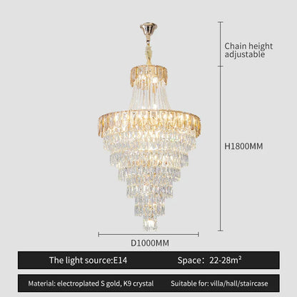 DecorBites™ Crystal Chandelier Art Living Room Lighting for Duplex Buildings and High-End Restaurants