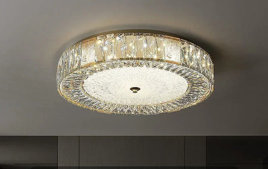 DecorBites™ Golden Crystal Ceiling Chandelier: Modern Luxury LED Light Fixture for Living Room