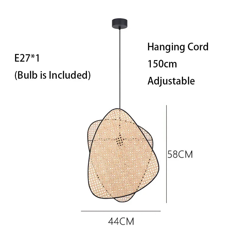 DecorBites™ Leaf Grid Handmade Rattan Screen Chandelier for Modern Living Room and Bedroom