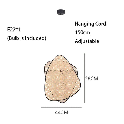 DecorBites™ Leaf Grid Handmade Rattan Screen Chandelier for Modern Living Room and Bedroom