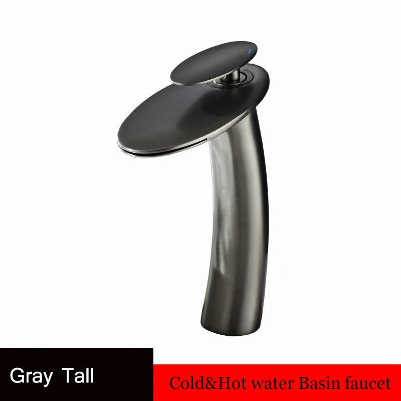 Waterfall Basin Faucet Black Bathroom