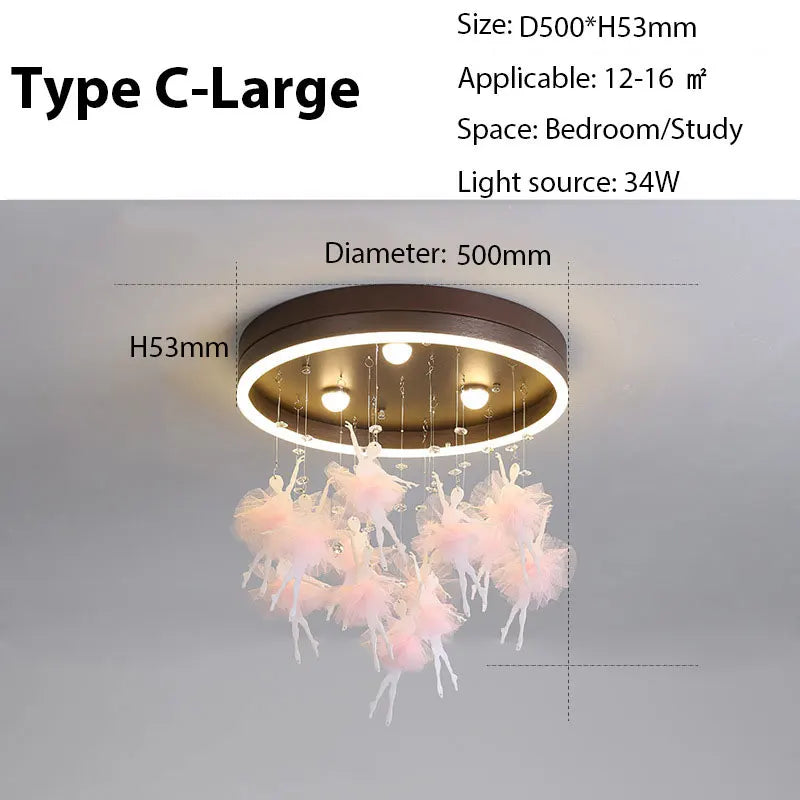 DecorBites™ Dancing Girl LED Chandelier: Modern Kids Room Light, Cartoon Ceiling Lamp