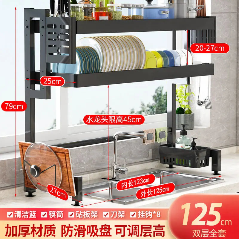 DecorBites™ Kitchen Sink Dish Drying Rack Cutlery Organizer Shelf Counter Storage