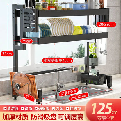 DecorBites™ Kitchen Sink Dish Drying Rack Cutlery Organizer Shelf Counter Storage