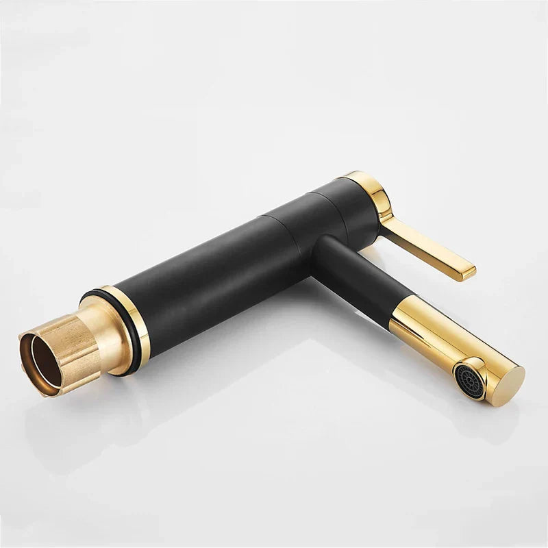 DecorBites™ Black Brass Bathroom Sink Faucet Deck Mounted Vessel Mixer Water Tap