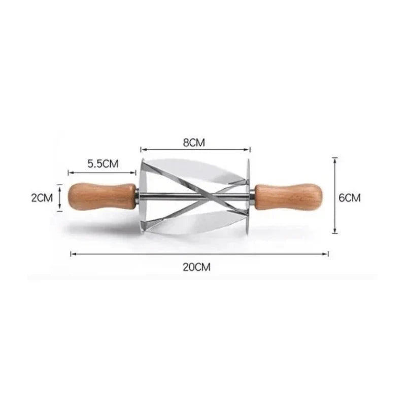 Cortador de masa para croissants DecorBites™: Mango de acero inoxidable, cuchilla de rueda para repostería.