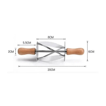 Cortador de masa para croissants DecorBites™: Mango de acero inoxidable, cuchilla de rueda para repostería.