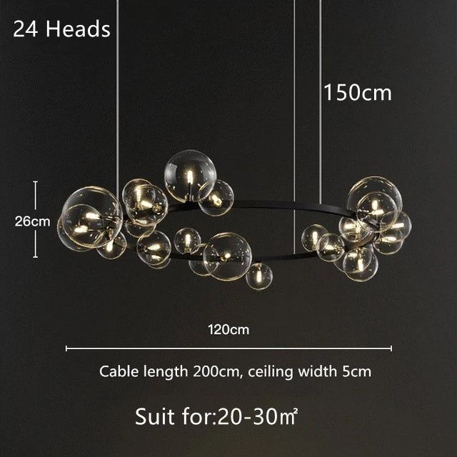 DecorBites™ Glass Bubble LED Pendant Chandelier for Modern Living Room Decor