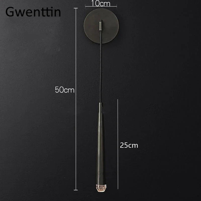 Aplique de pared DecorBites™ Crystal Water Drop para baño y dormitorio, con luz LED dorada para espejo.