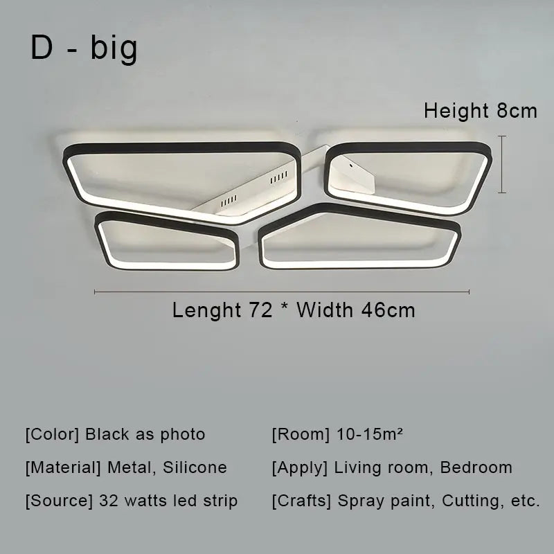 DecorBites™ Black LED Chandelier Ceiling Light Remote Control Fixture for Living Room, Bedroom & Kitchen