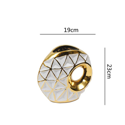 DecorBites™ Golden Ceramic Vase for Wedding and Home Decor