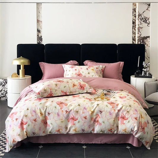 DecorBites™ Colorful Egyptian Cotton Bedding Set: Sheet, Pillowcase, Duvet Cover - Queen King Full Size