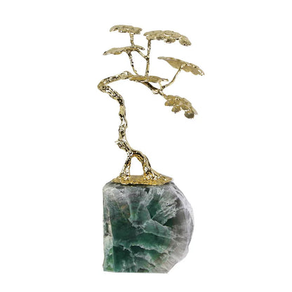 DecorBites™ Amethyst Brass Tree Ornament: Lucky Crystal Sculpture Home Decor
