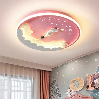DecorBites™ Kids' Cartoon Unicorn Rocket LED Ceiling Light for Bedroom Study Room