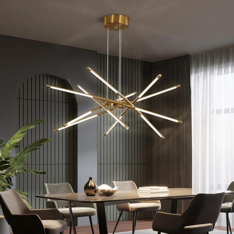 Decorbites™ Gold LED Deckenleuchter für Wohnzimmer Schlafzimmer Küche - Dimmbare Pendelleuchte