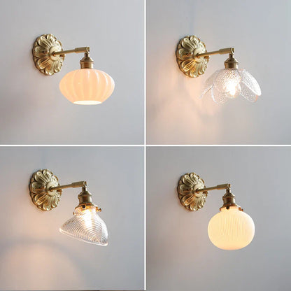 DecorBites™ Green Glass LED Wall Lamp with Copper Base for Bedroom Living Room