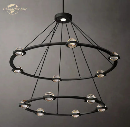 DecorBites™ Éclatant Two-Tier Round Crystal Chandelier for Living & Dining Room