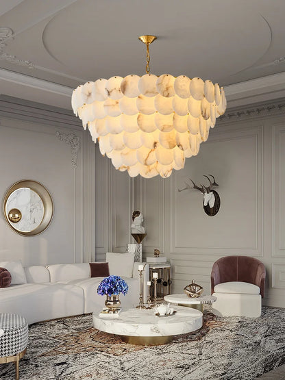 Big Ceiling Chandelier Marble Lighting over Living Room Foyer Luxury Hanging Lamps Stone Elegant Lustres 2024