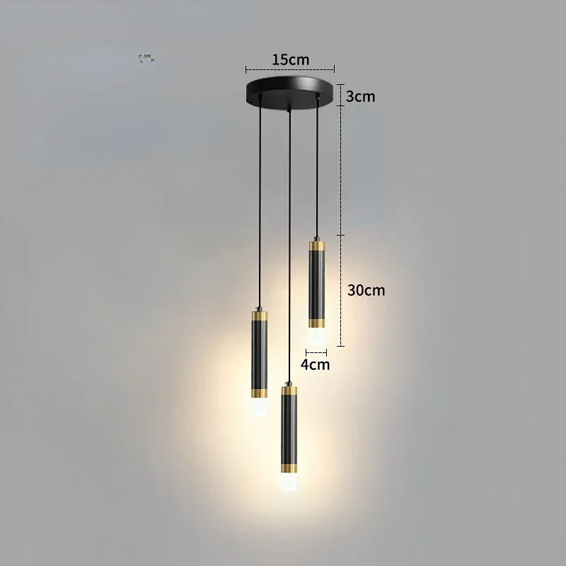 Modern Long Double Spotlight Pendant Light in Black/Gold