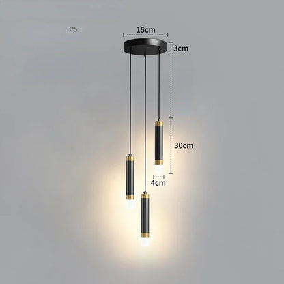 Modern Long Double Spotlight Pendant Light in Black/Gold