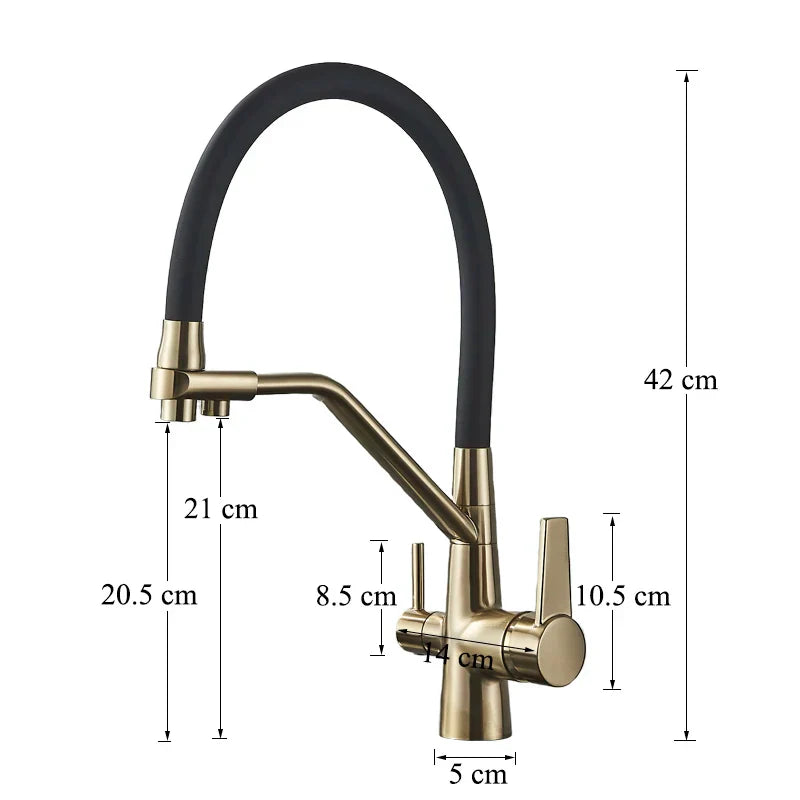 Gold 360-Degree Kitchen Faucet Stainless Steel