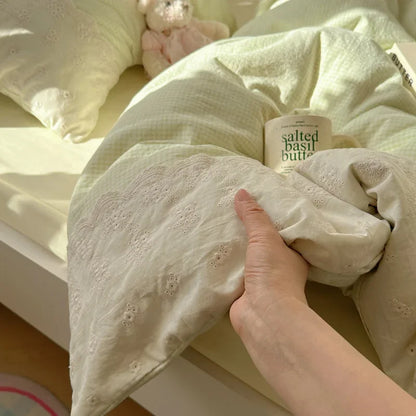 Juegos de cama DecorBites™ de algodón lavado con encaje francés para camas King y Queen