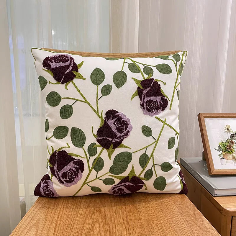 Embroidered Geometric Cushion Cover