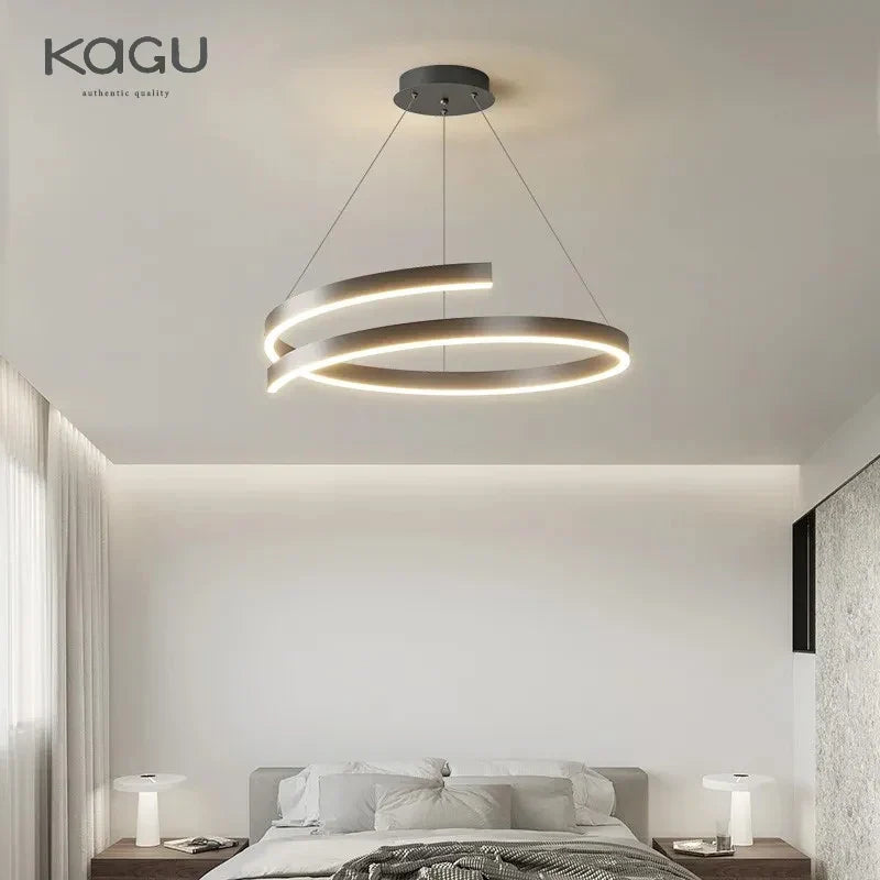 DecorBites™ Black/White Spiral Chandelier for Living Dining Kitchen. Trendy Round Indoor Lighting Fixture.