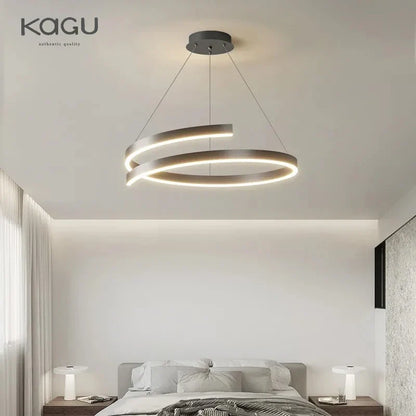 DecorBites™ Black/White Spiral Chandelier for Living Dining Kitchen. Trendy Round Indoor Lighting Fixture.