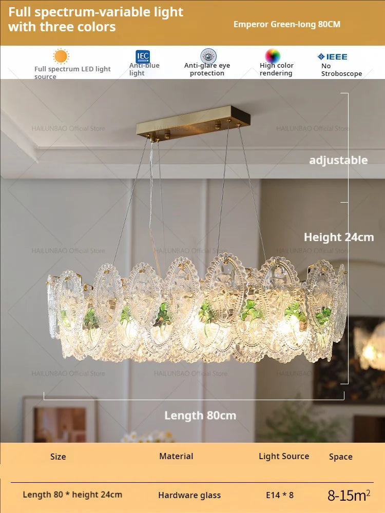 DecorBites™ Glass Dining Room Chandelier: Retro French Style for Living & Master Bedroom