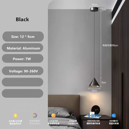 Minimalist Black Conical Aluminum Pendant Light